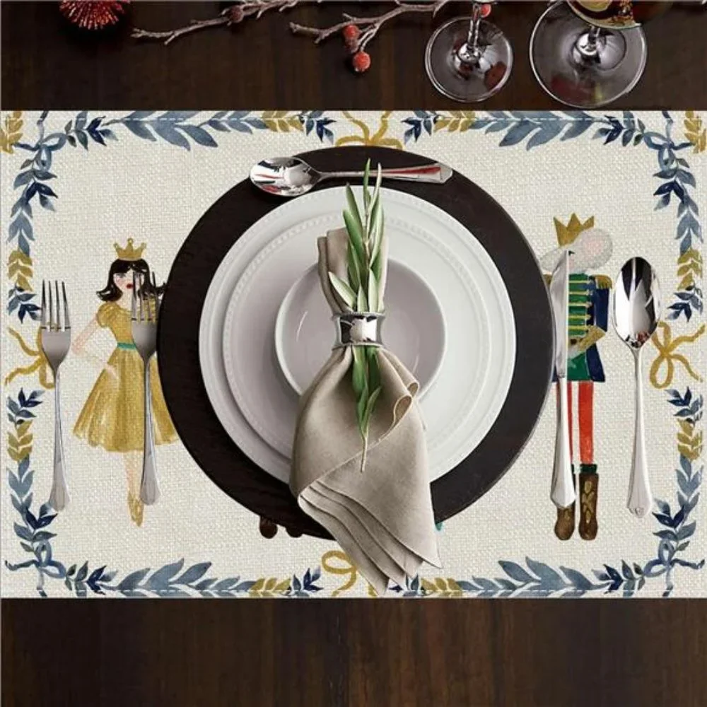 Nutcracker Table Placemats Set 4 Christmas Decor Xmas Holiday Decorations Gift